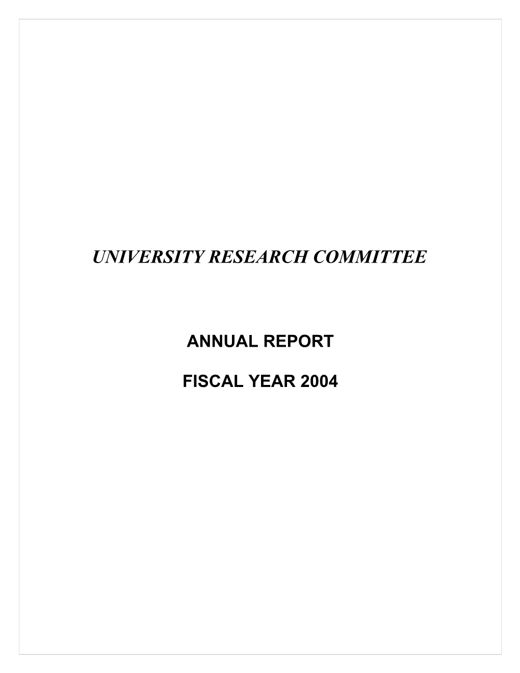 University Research Committee