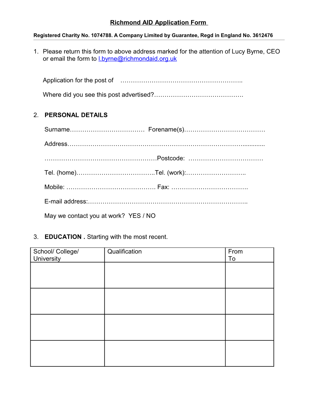 Richmond AID Application Form