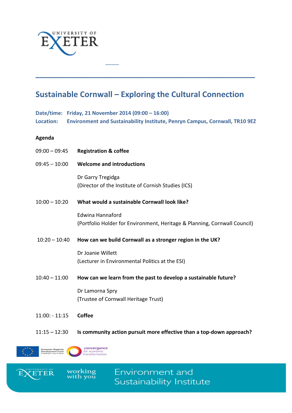 Sustainable Cornwall Exploring the Cultural Connection