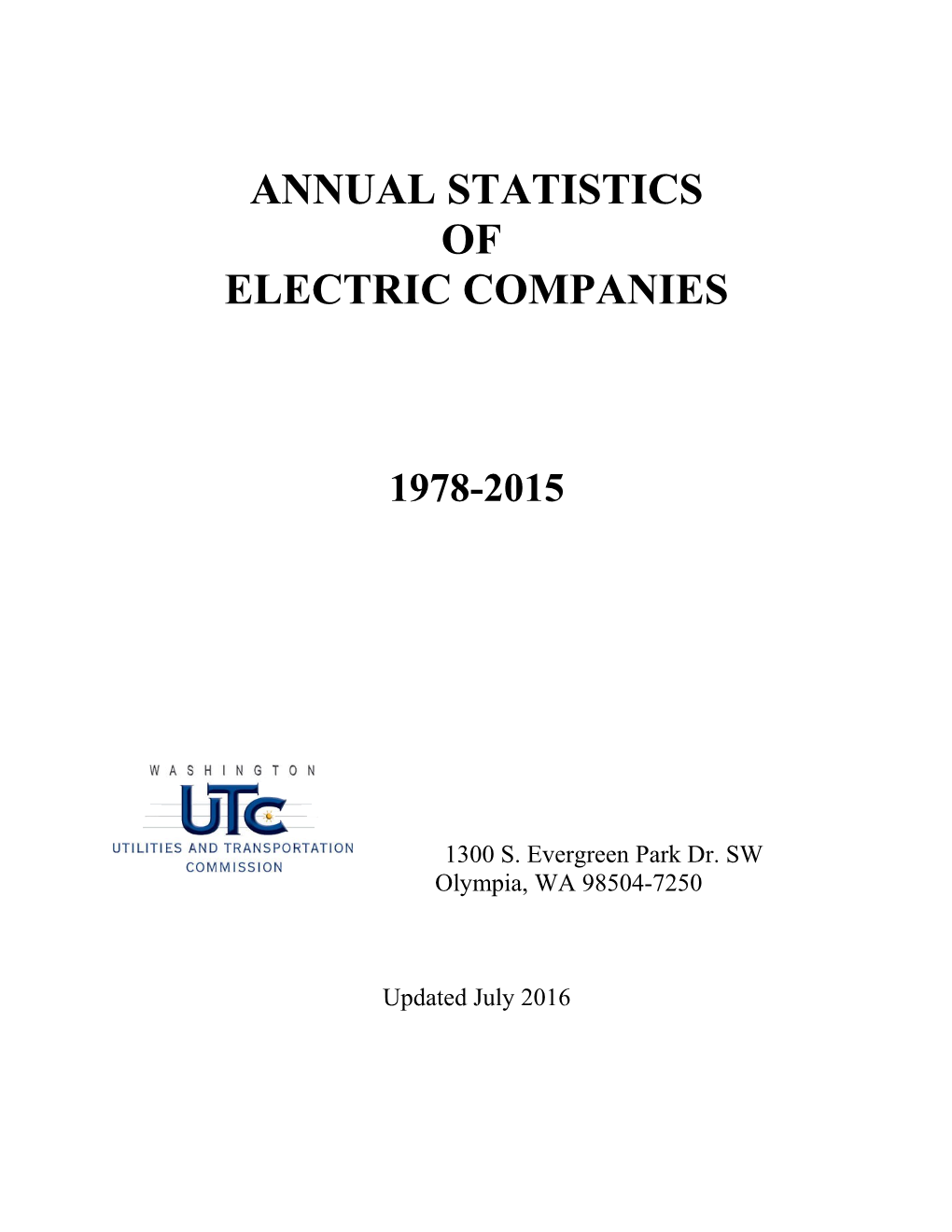 Electric Companies Annual Statistics Report - 1978-2015