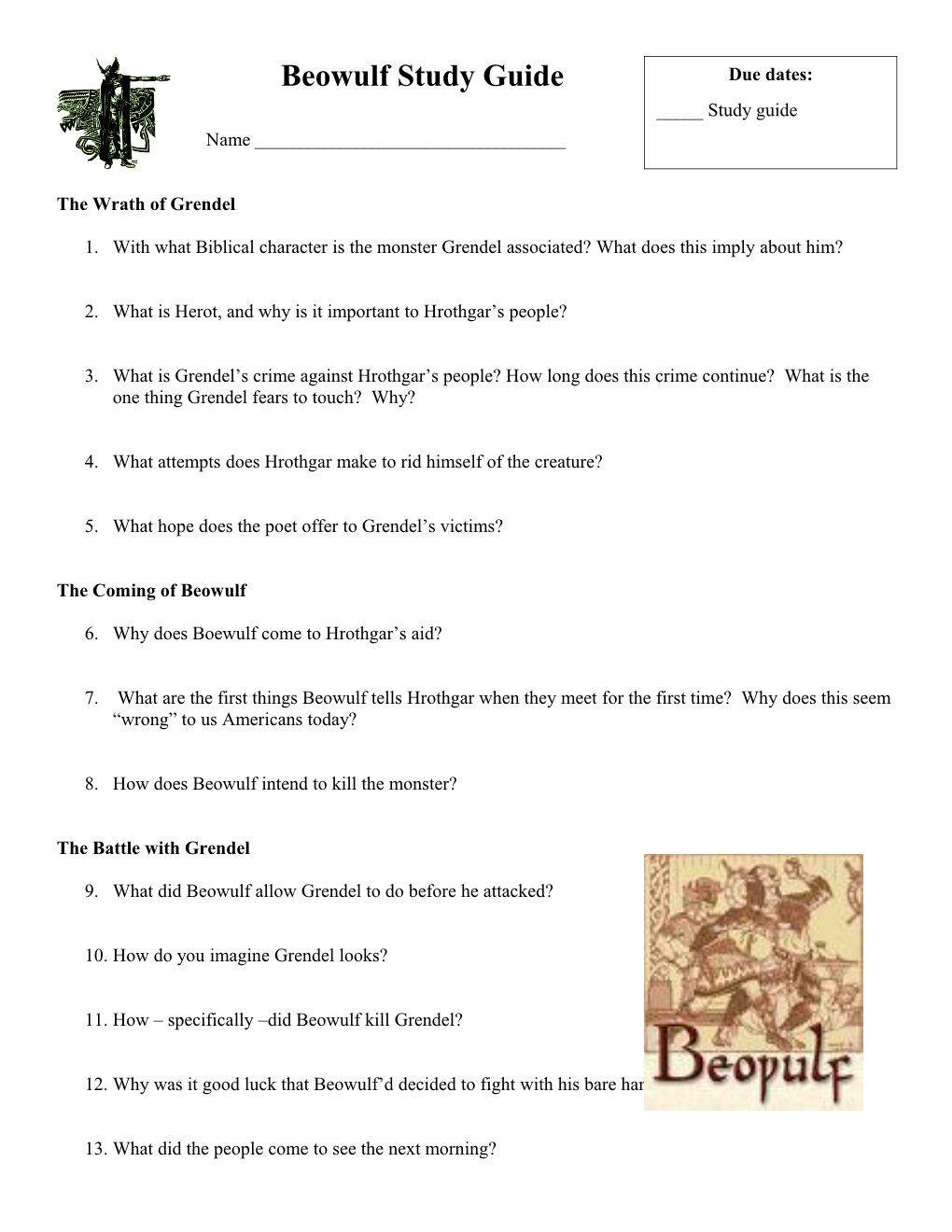Beowulf Study Guide s1