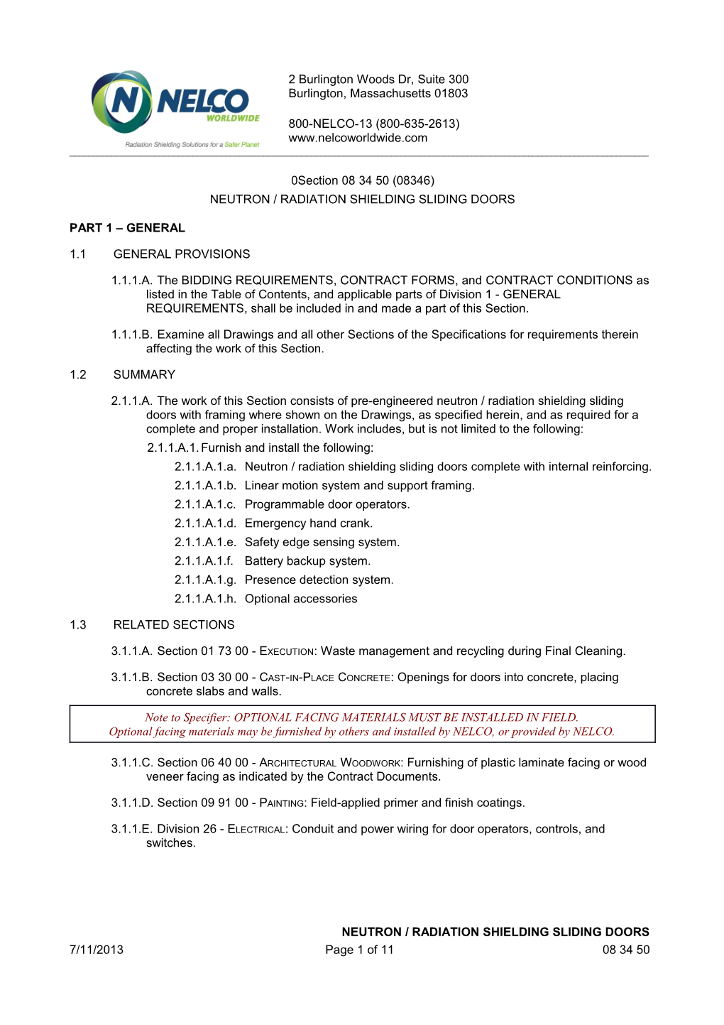 Neutron / Radiation Shielding Sliding Doors