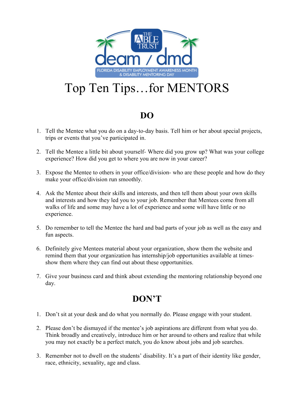 Top Ten Tips