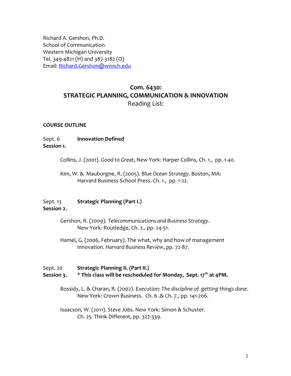 Strategic Planning, Communication & Innovation