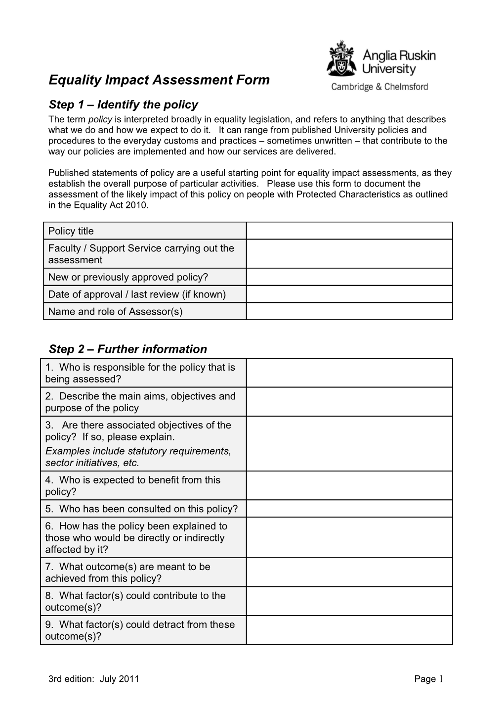Equality Impact Assessment Form s3