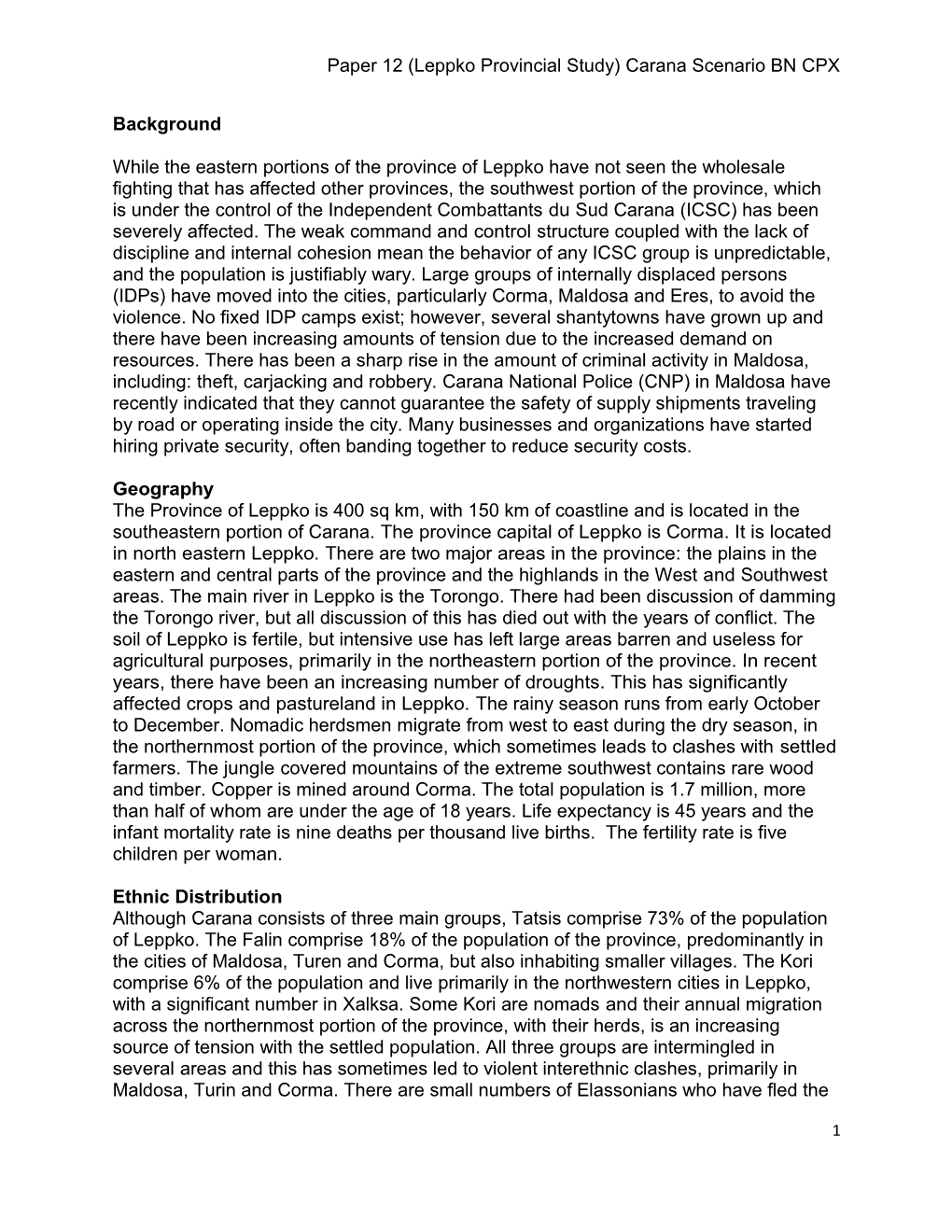Paper 12 (Leppko Provincial Study) Carana Scenario BN CPX
