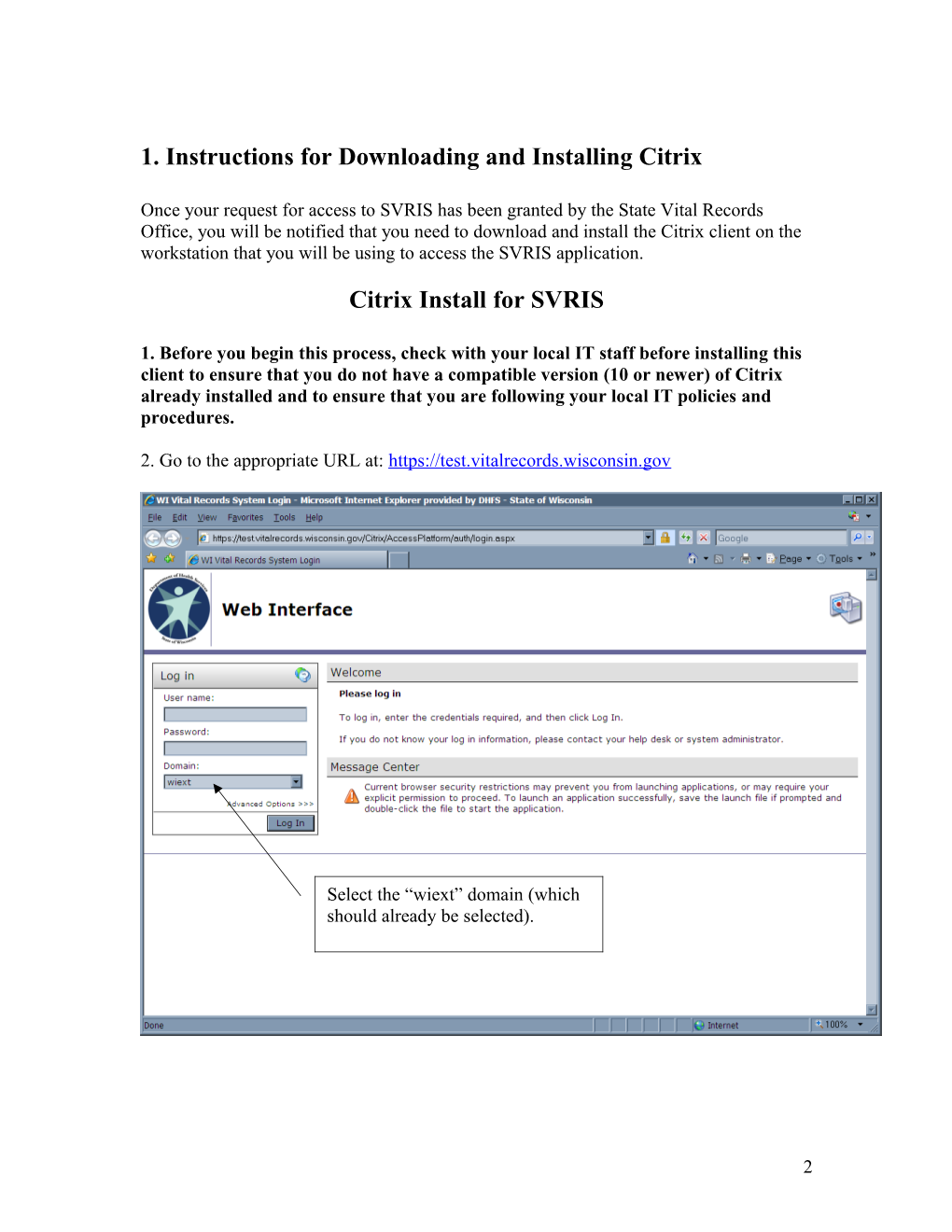 Wisconsin SVRO - Instructions for Downloading and Installing Citrix