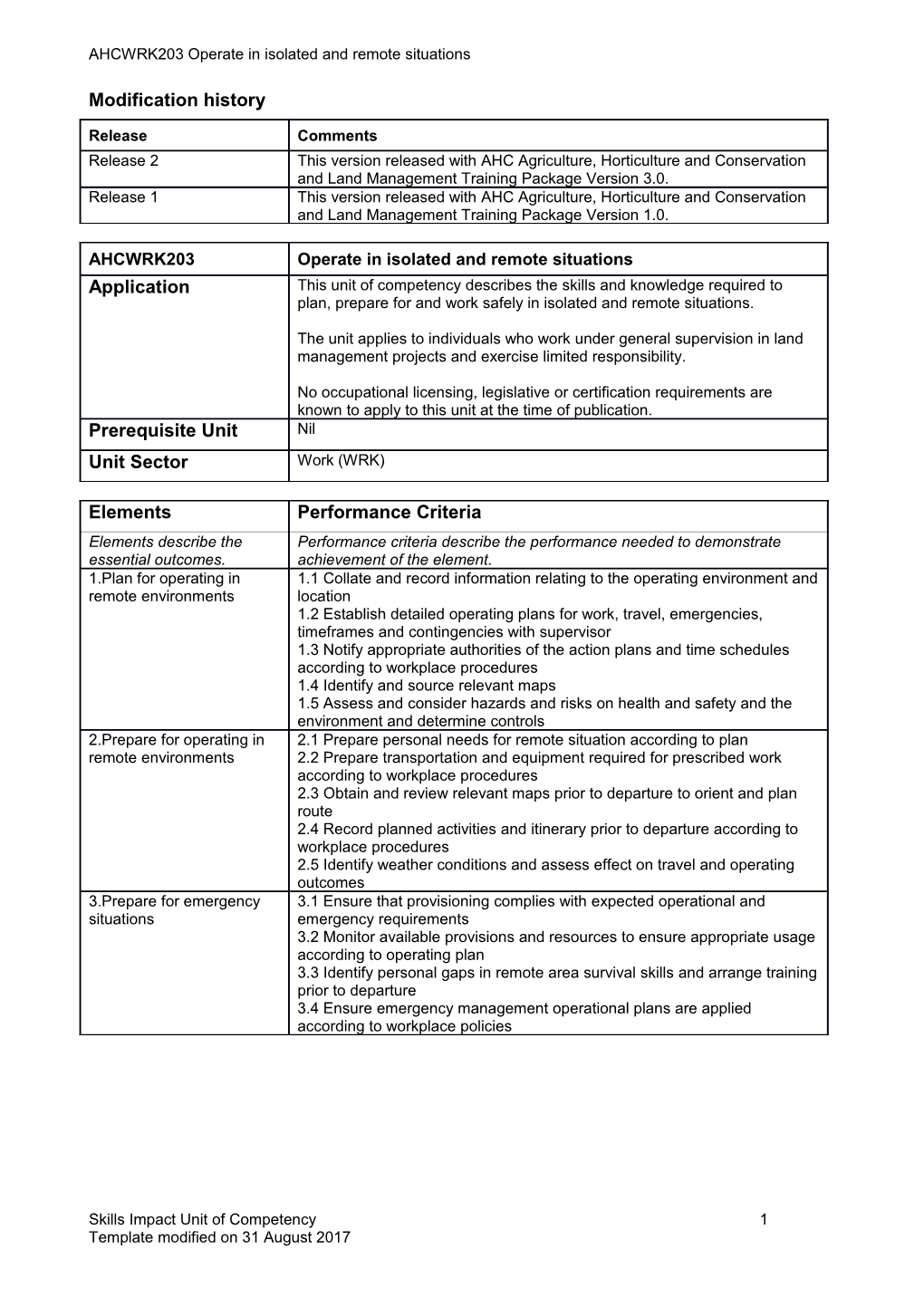 Skills Impact Unit of Competency Template s10