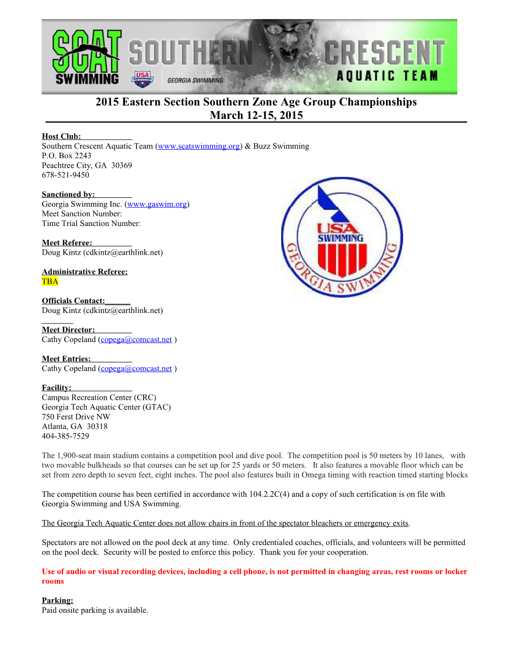 2015 Eastern Section Southern Zone Age Group Championships