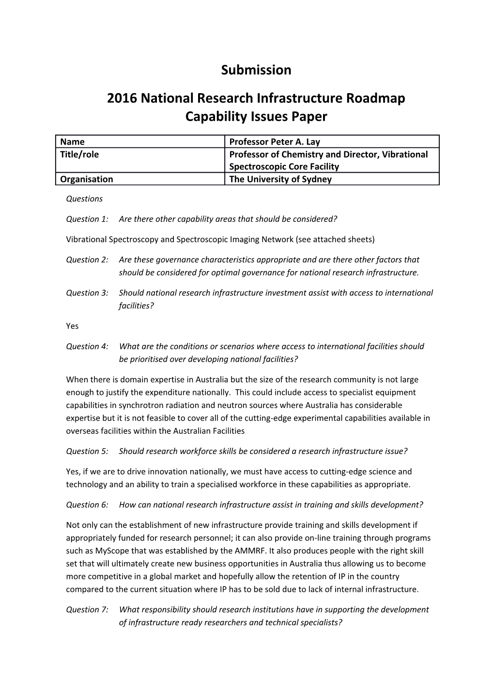 2016 National Research Infrastructure Roadmap Capabilityissues Paper