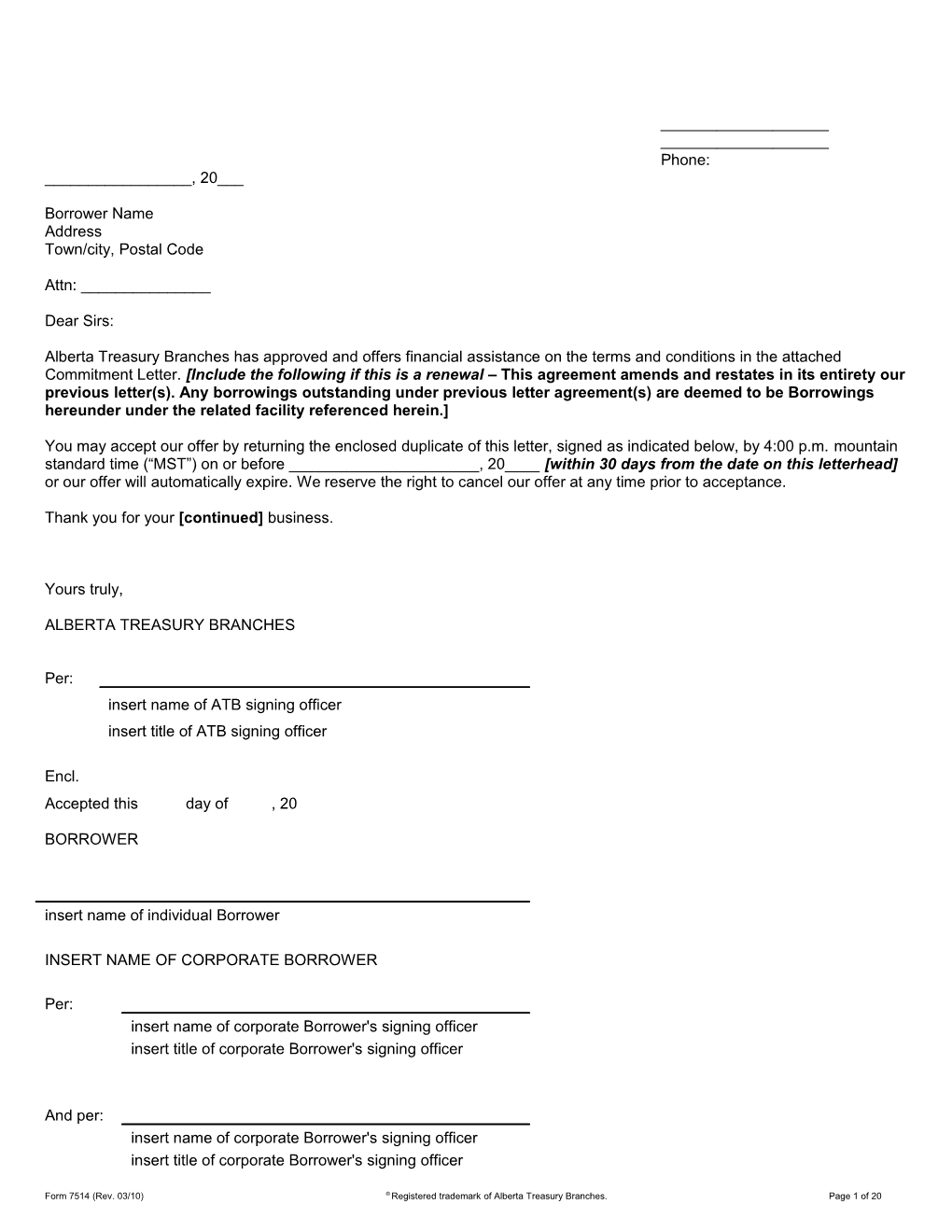 7514 - Commitment Letter - Credit Agreement