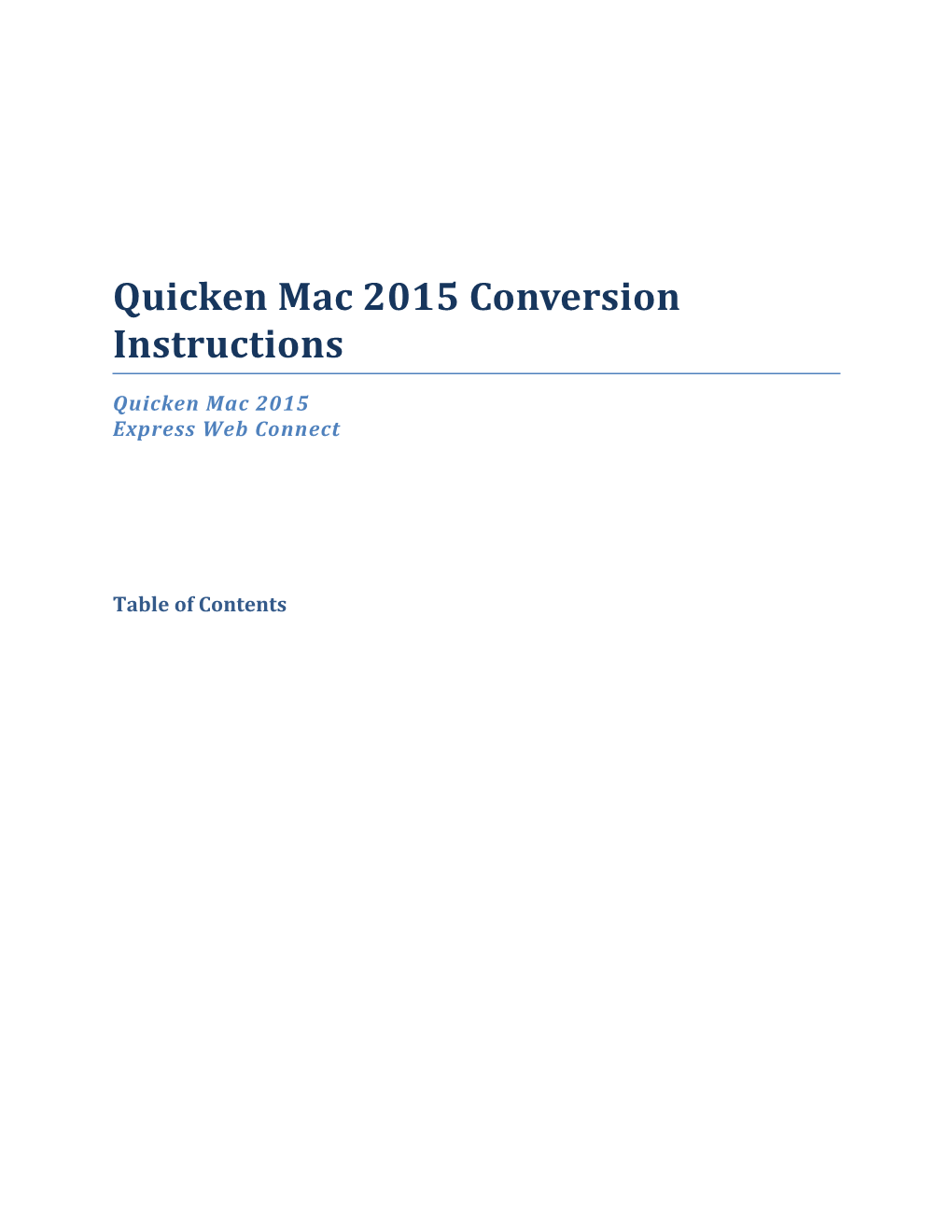 Quicken Mac 2015 Conversion Instructions