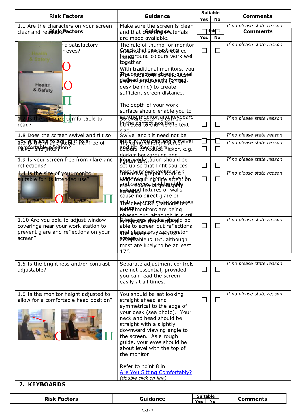 Workstation Self Assessment Checklist for Staff s1