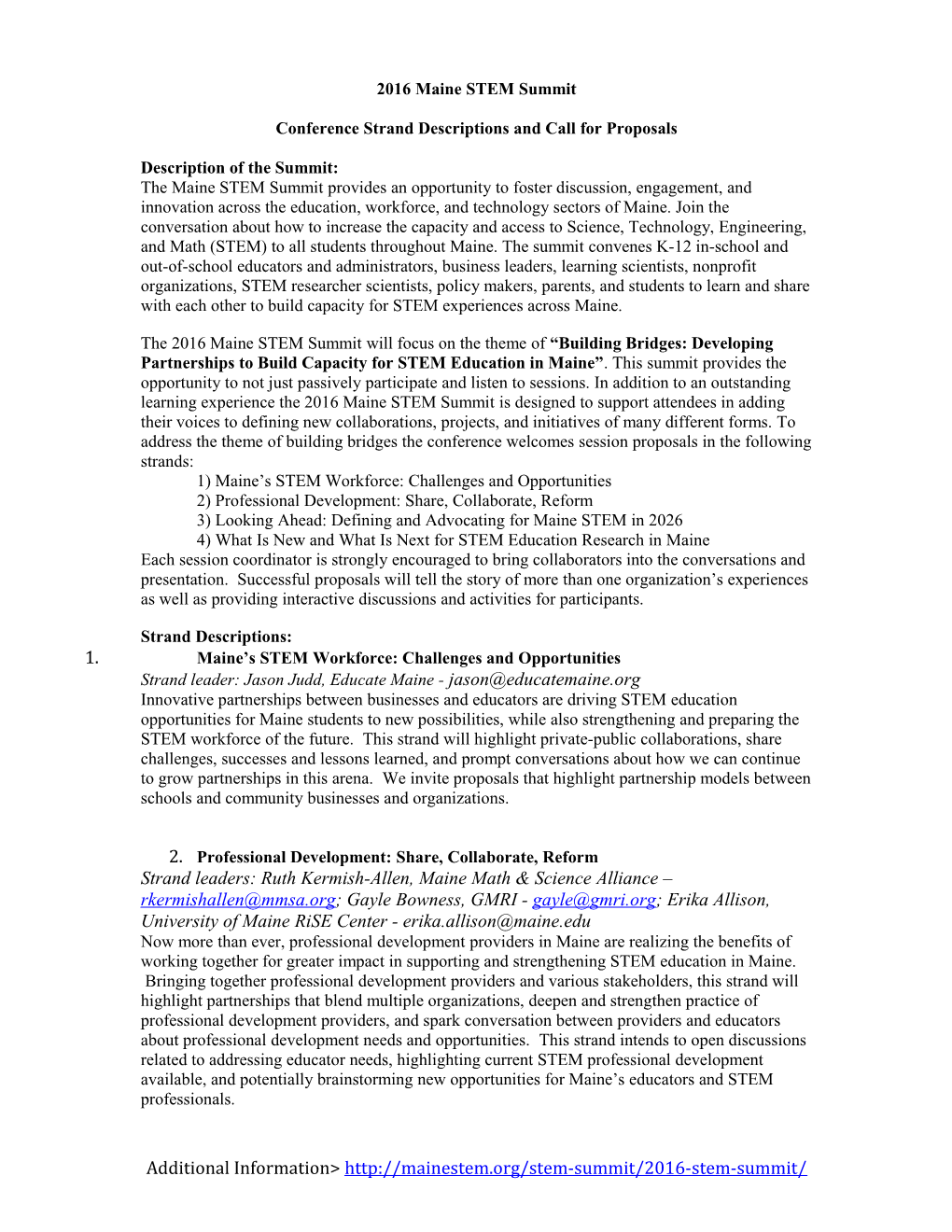 Conference Strand Descriptions and Call for Proposals