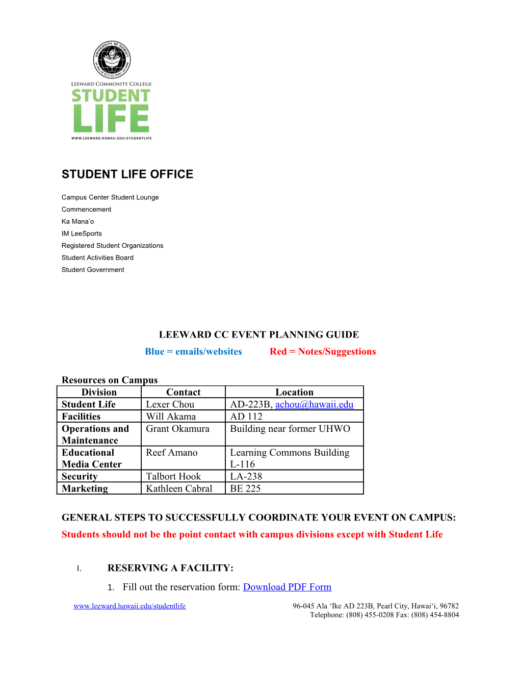 Leeward Cc Event Planning Guide