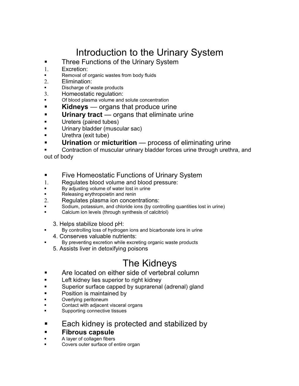Introduction to the Urinary System