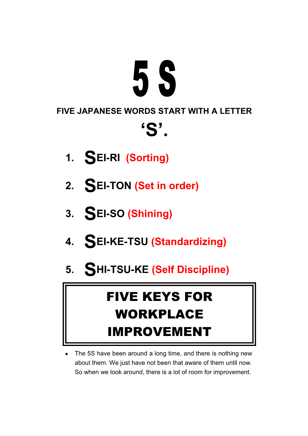 Five Japanese Words Start with a Letter S