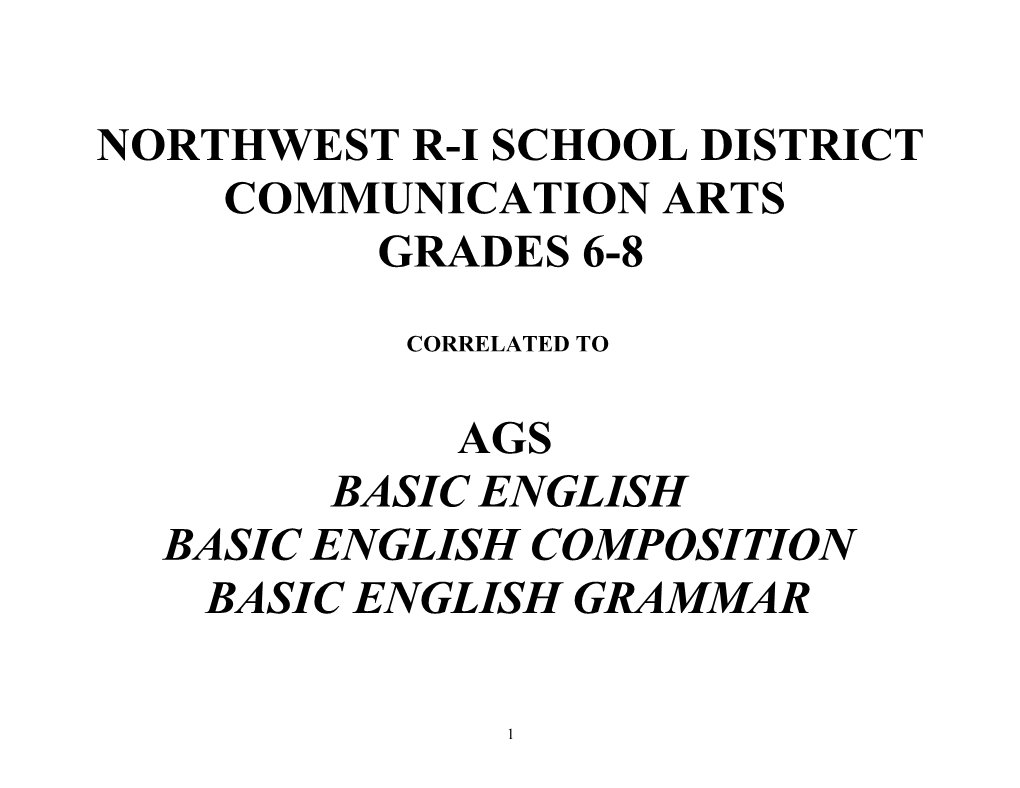 Northwest R-I School District Communication Arts