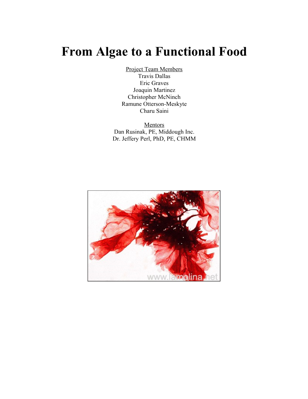 From Algae to a Functional Food