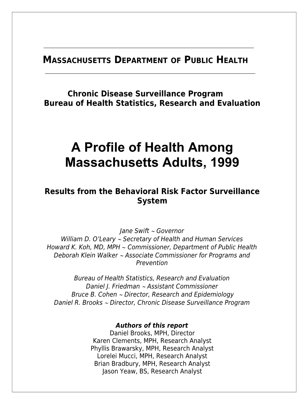 Massachusetts Department of Public Health s3