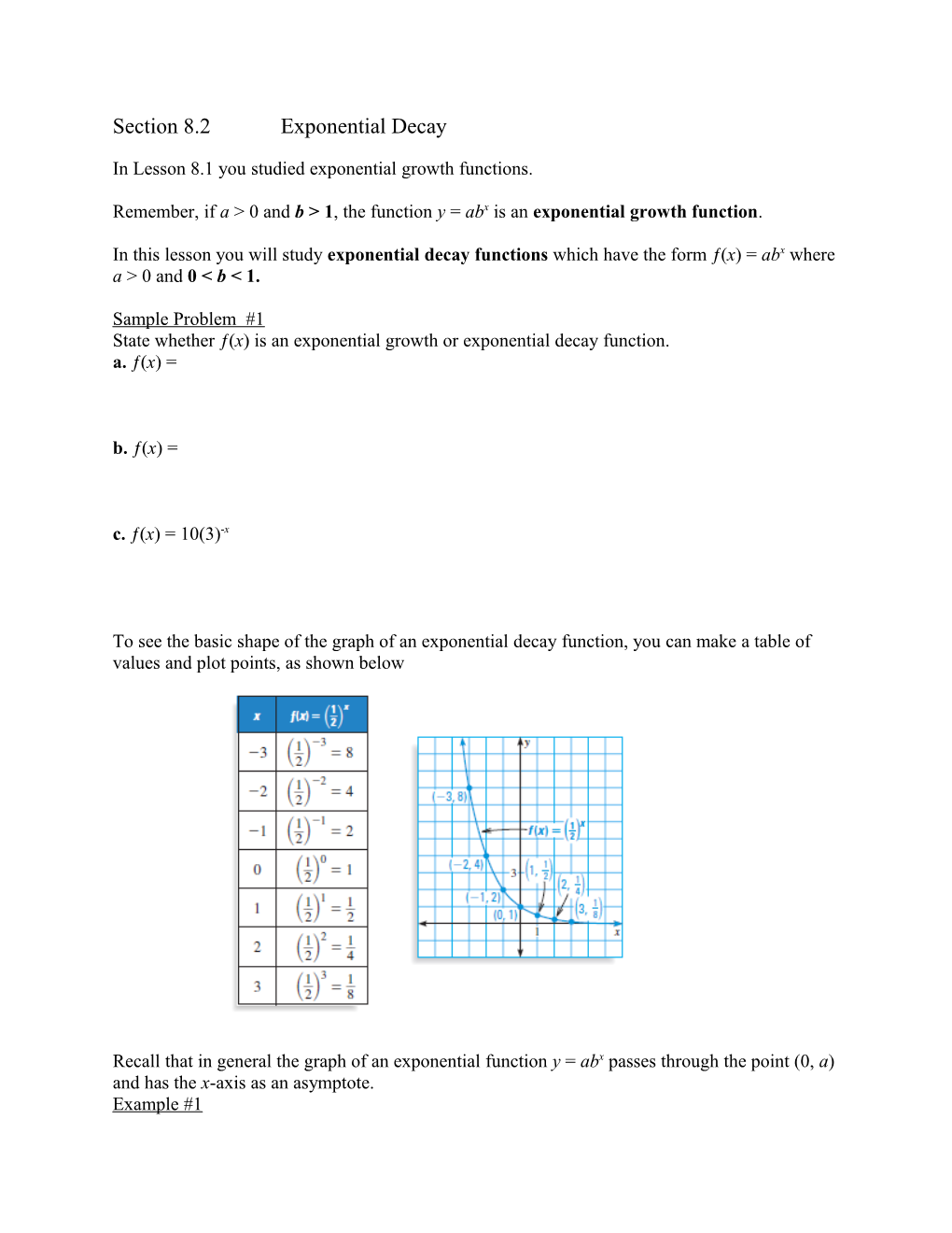 In Lesson 8.1 You Studied Exponential Growth Functions