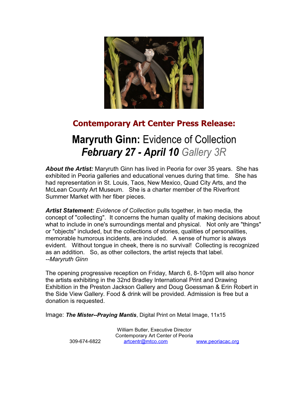 Contemporary Art Center Press Release