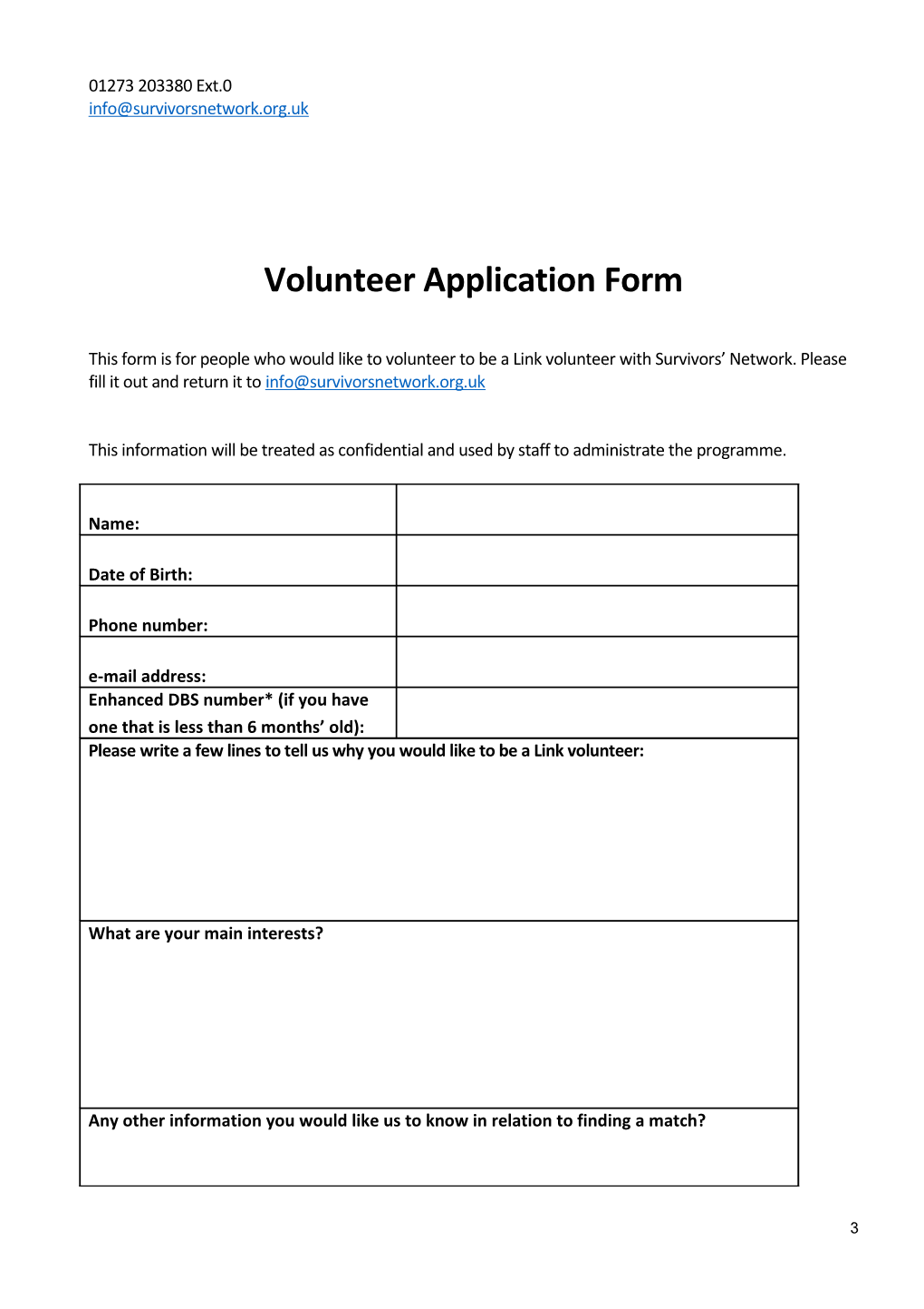 Peer Mentor Volunteer Form