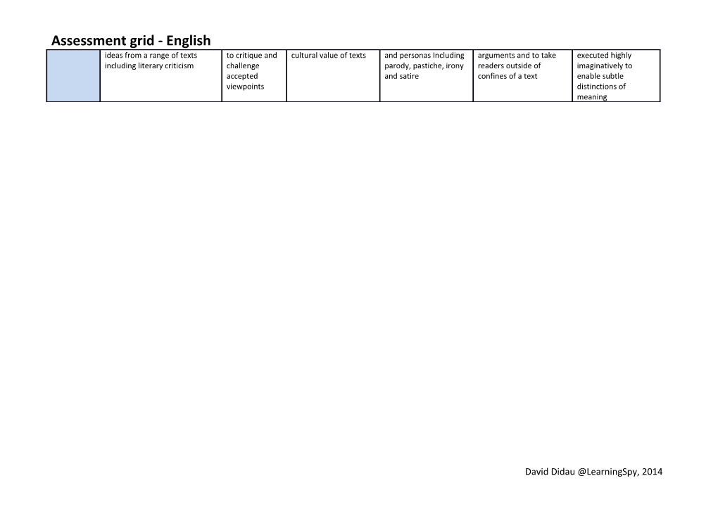Assessment Grid - English