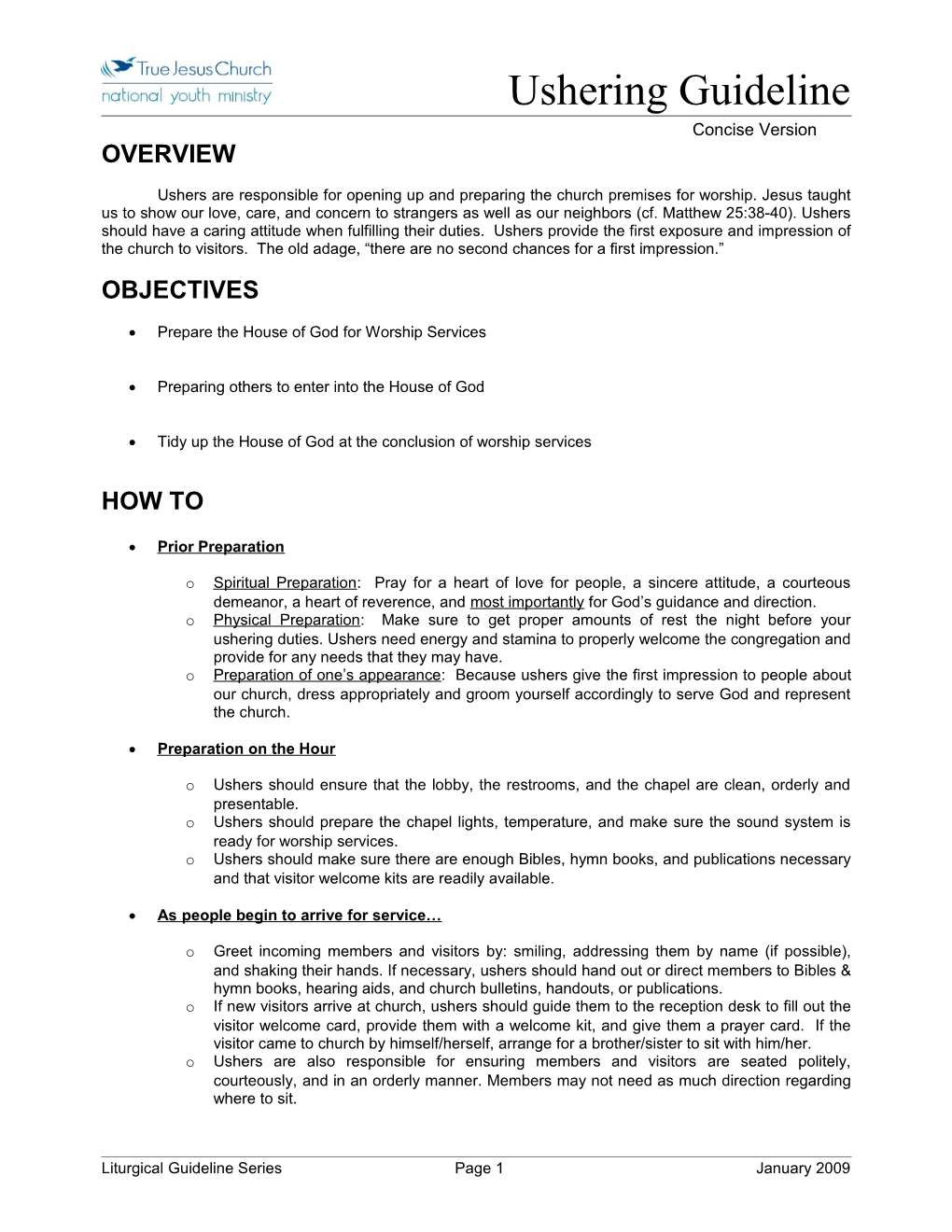 Holy Work Guidelines Template
