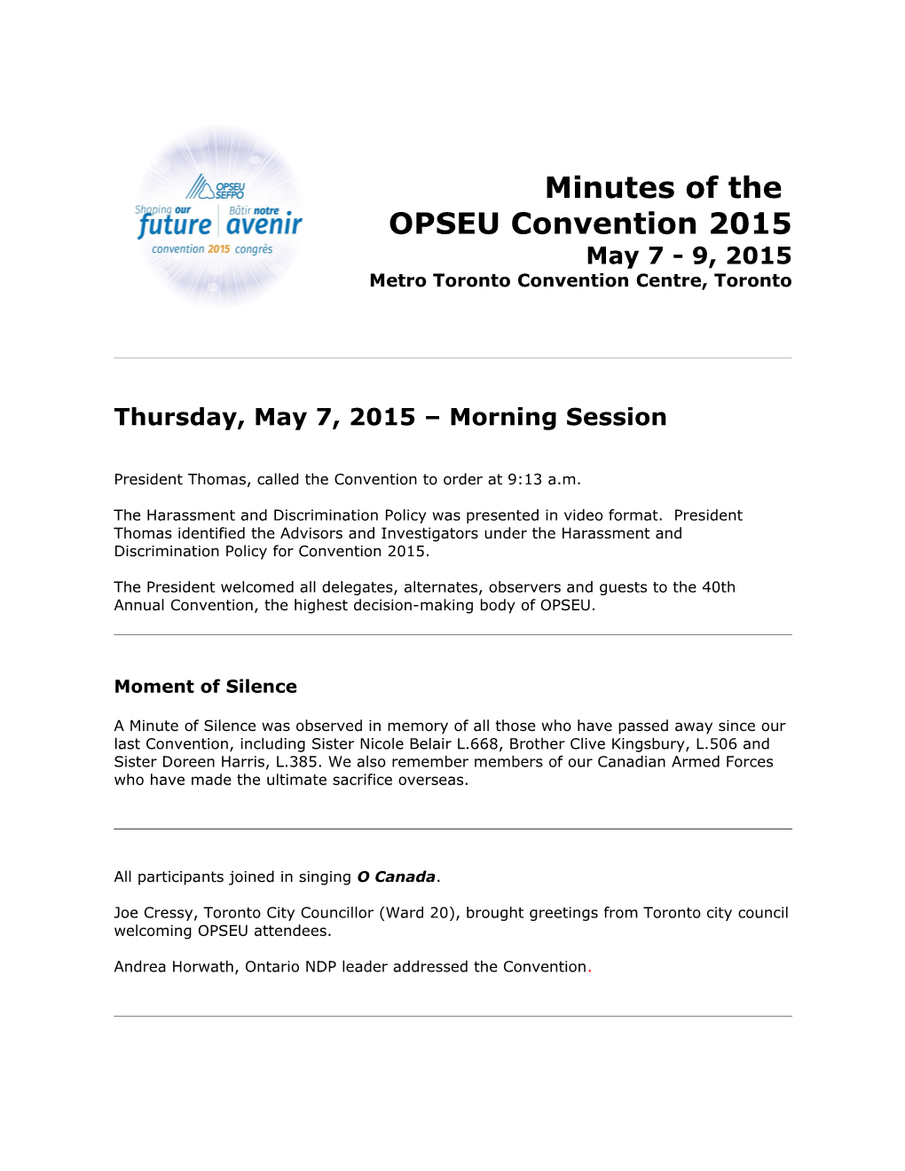 Table of Contents OPSEU