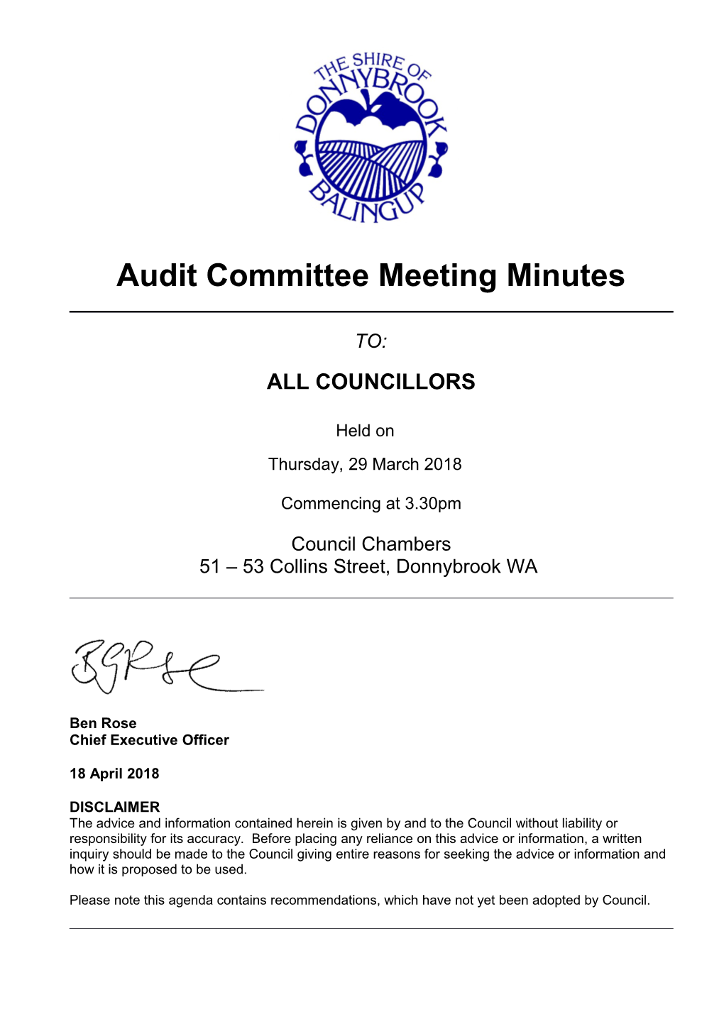 Audit Committee Meeting Minutes