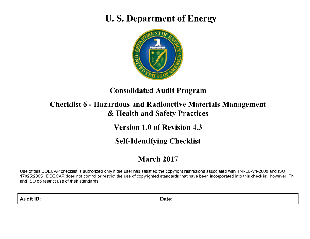 Hazardous and Radioactive Materials Management and Health and Safety Practices