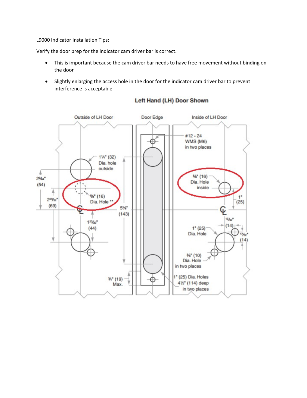 Verify the Door Prep for the Indicator Cam Driver Bar Is Correct