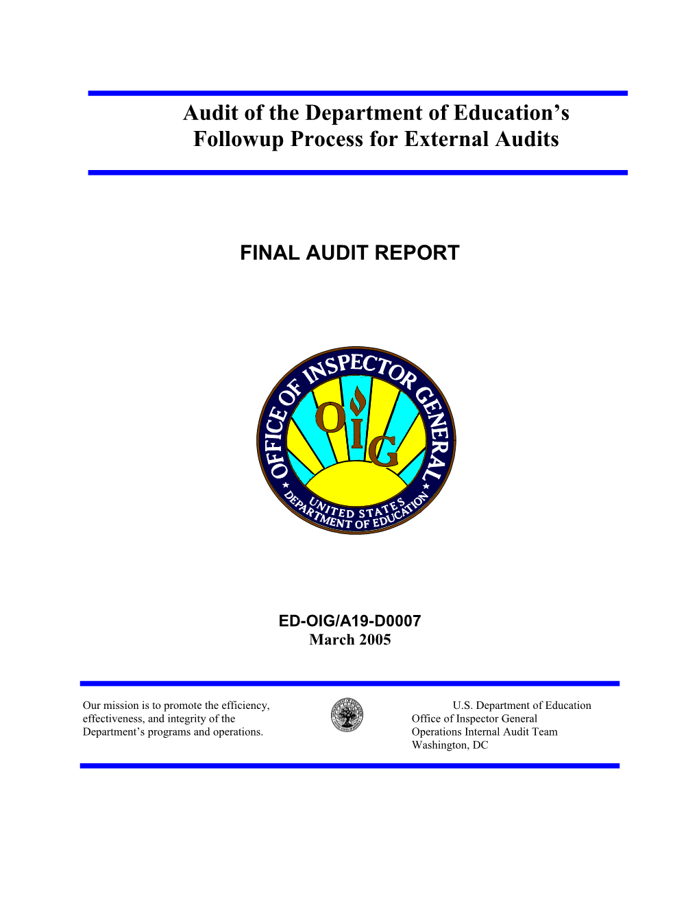 Department of Education's Followup Process for External Audits (MS Word)