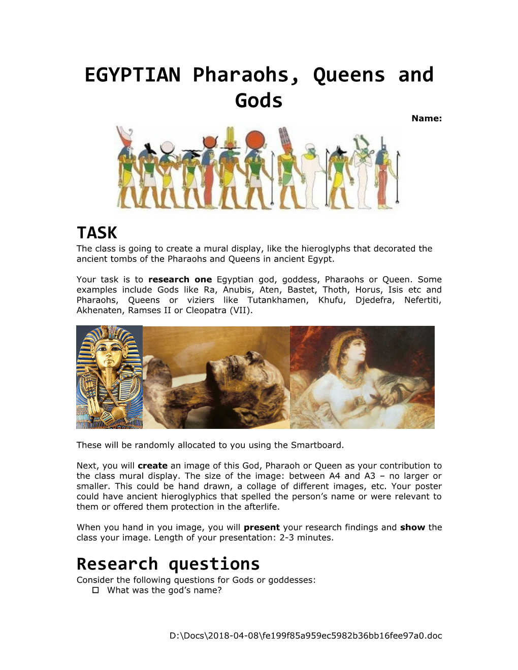 EGYPTIAN Pharaohs, Queens and Gods