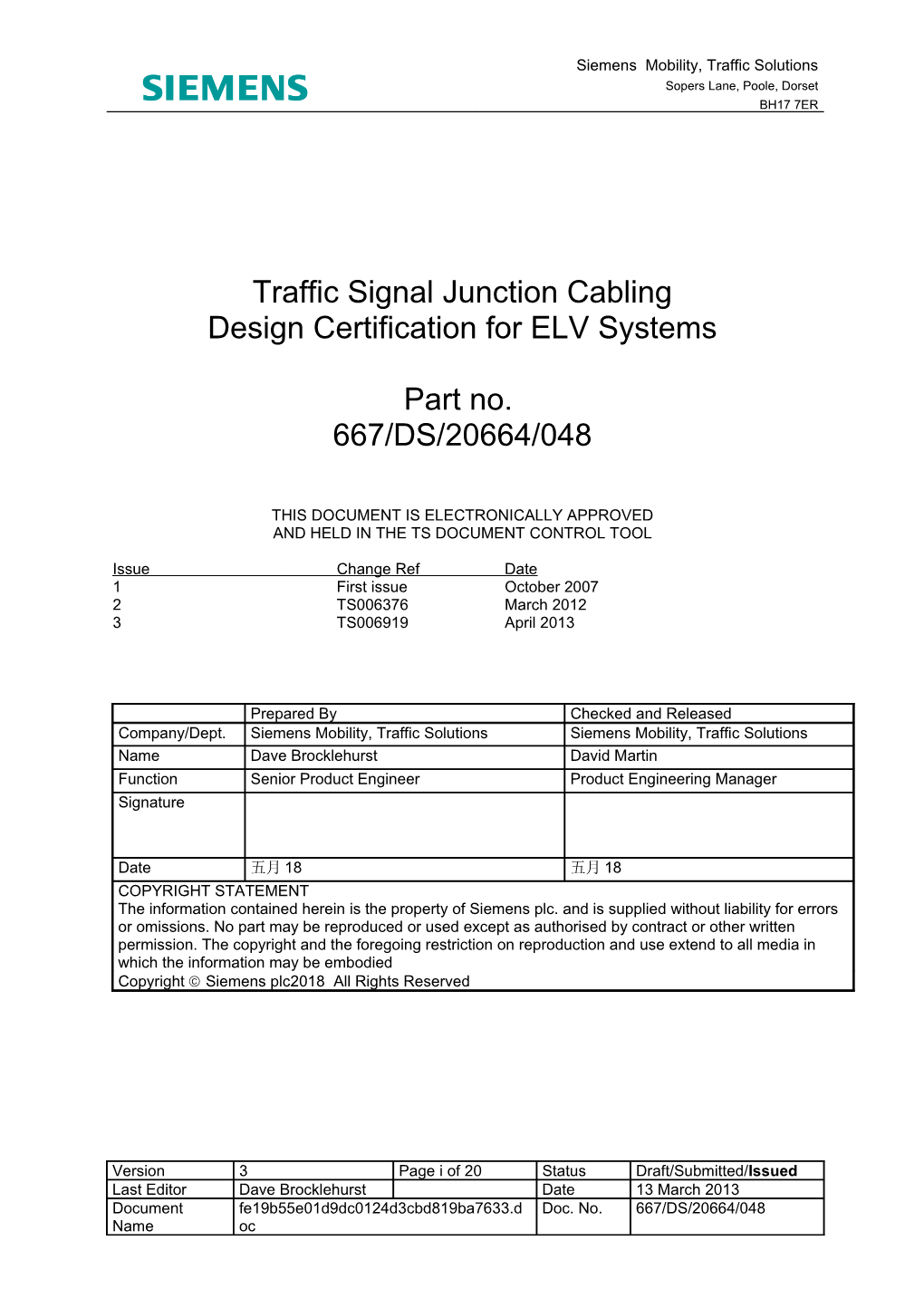 Traffic Signal Junction Cabling Design Certification for Elv Systems