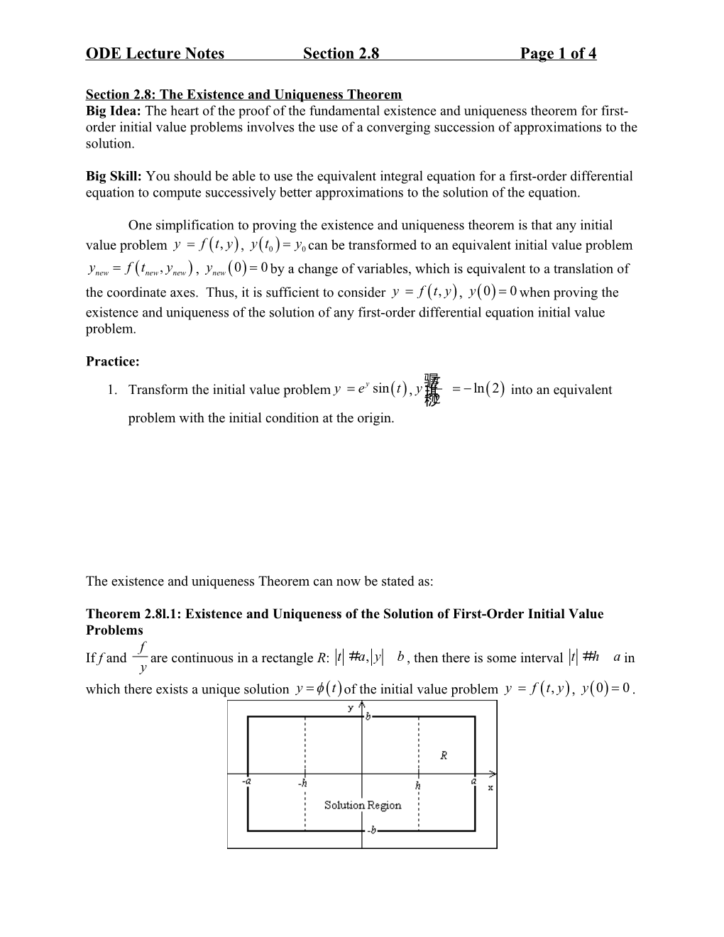 ODE Lecture Notes, Section 2.8