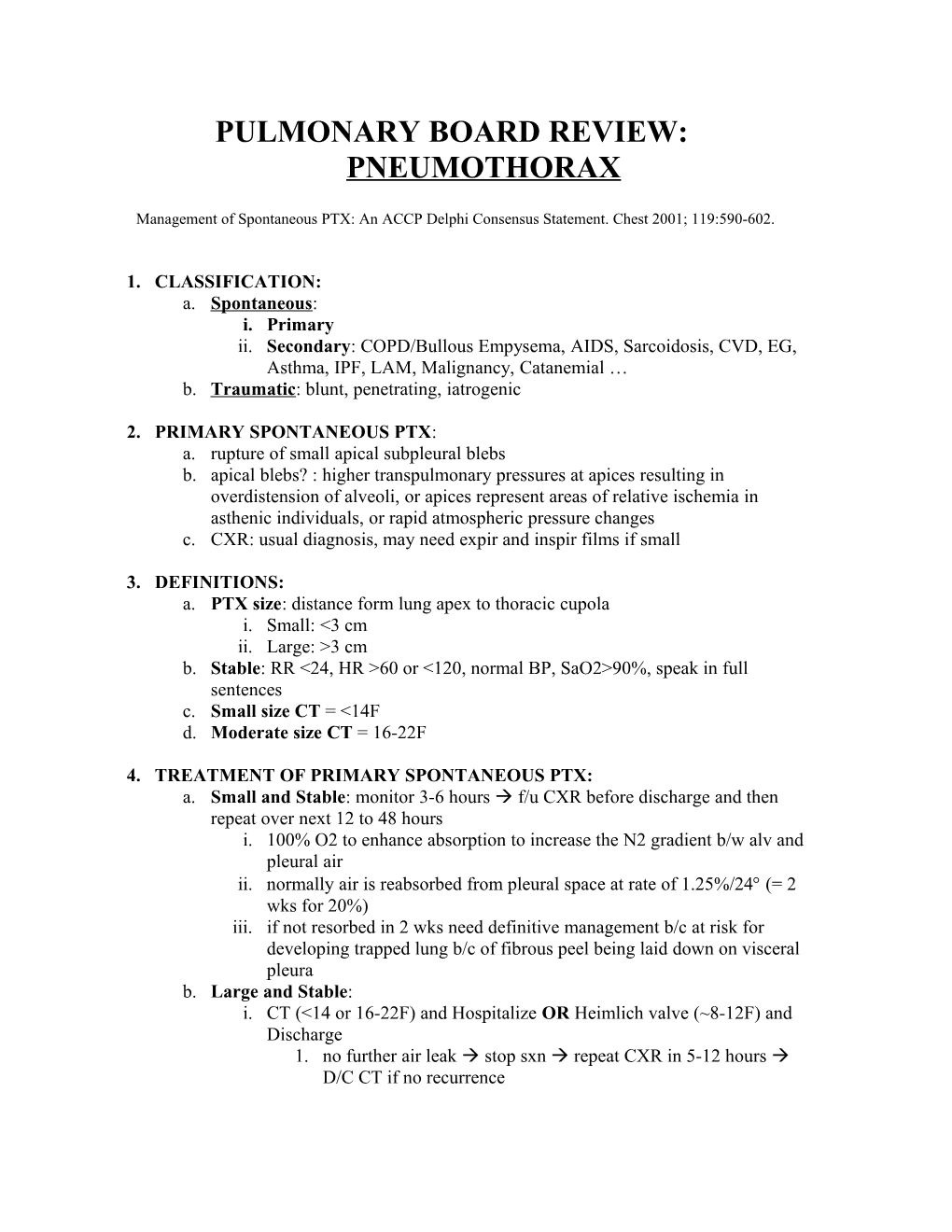 Pulmonary Board Review: Pneumothorax