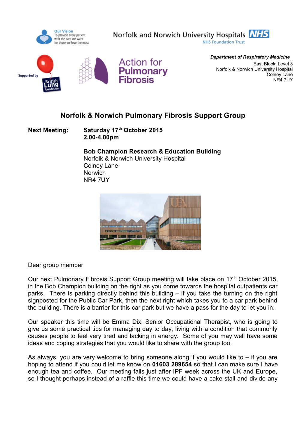 Norfolk & Norwich Pulmonary Fibrosis Support Group