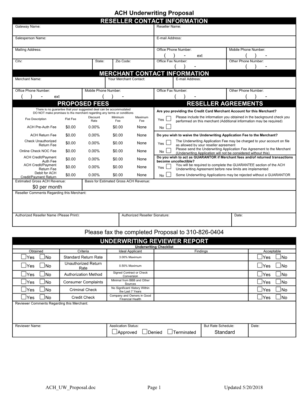 ACH Underwriting Application s1