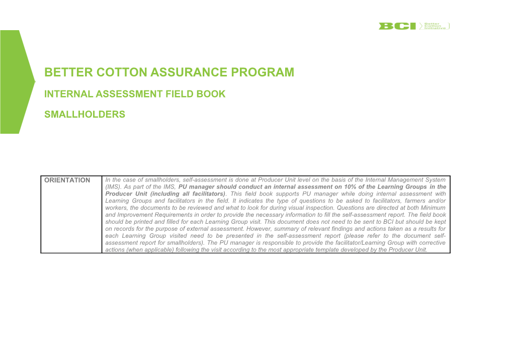 Better Cotton Assurance Program