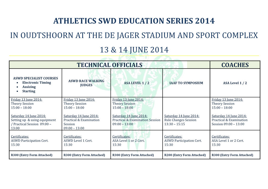 Athletics Swd Education Series 2014