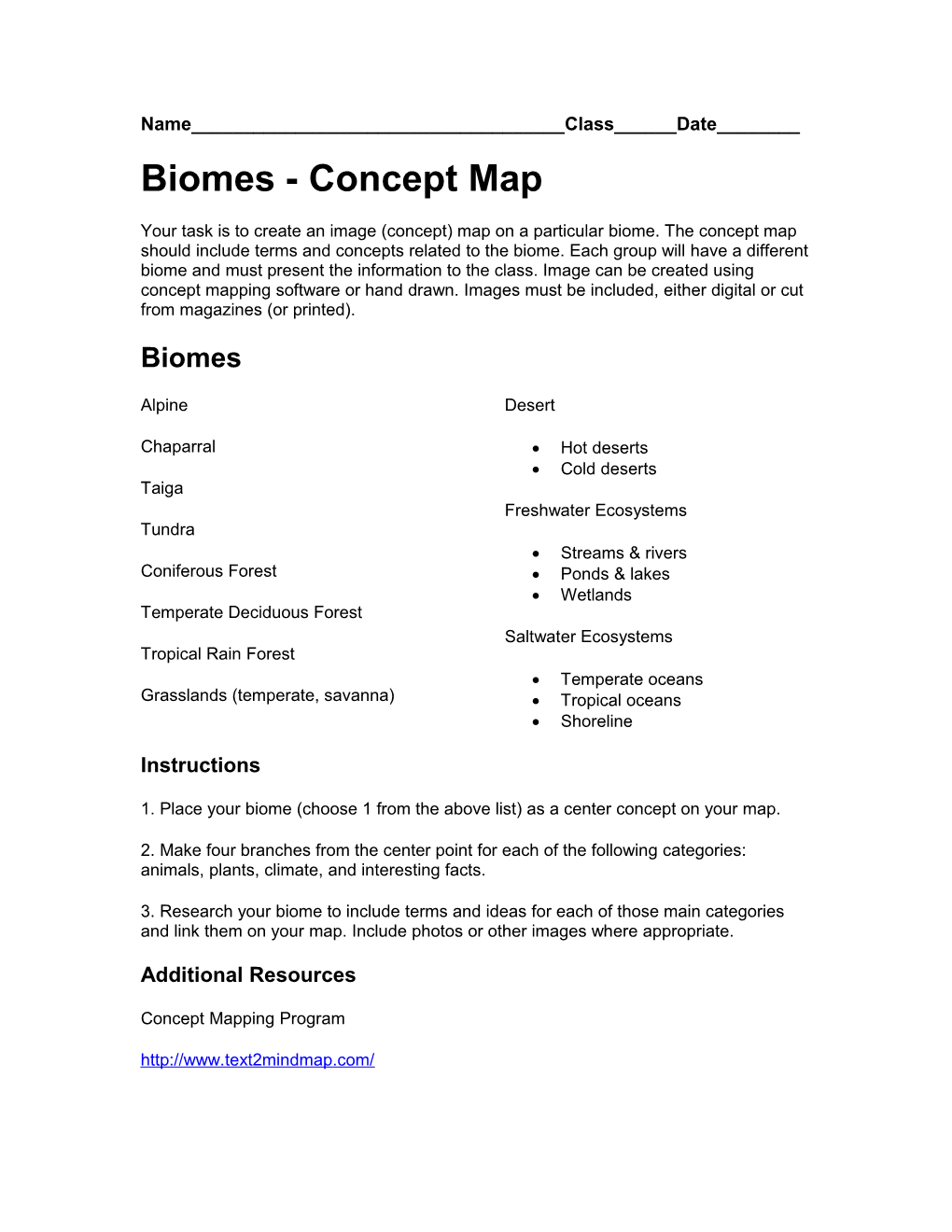 Biomes - Concept Map