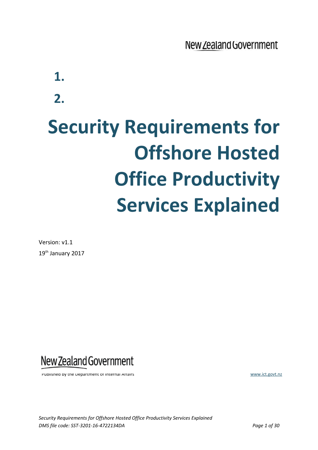 NZ Government Security Requirements for Offshore Hosted Office Productivity Services