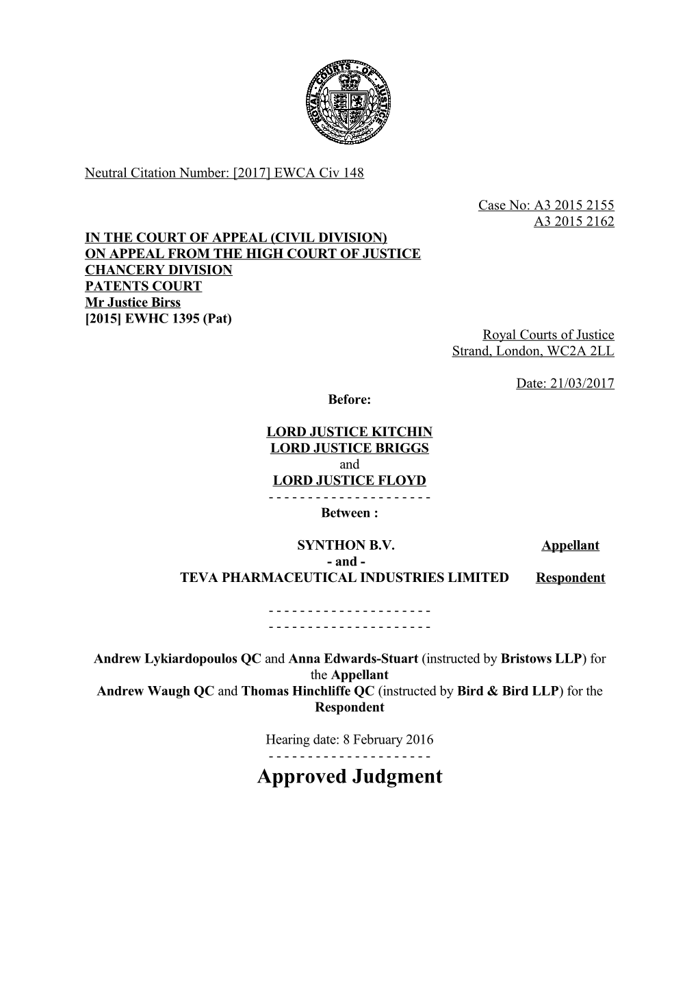 Court of Appeal Judgment Template s6