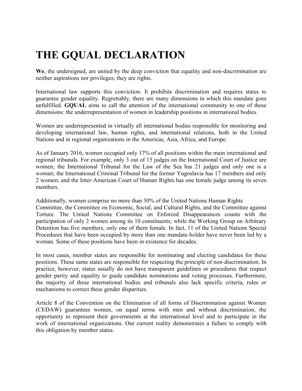 The Gqual Declaration