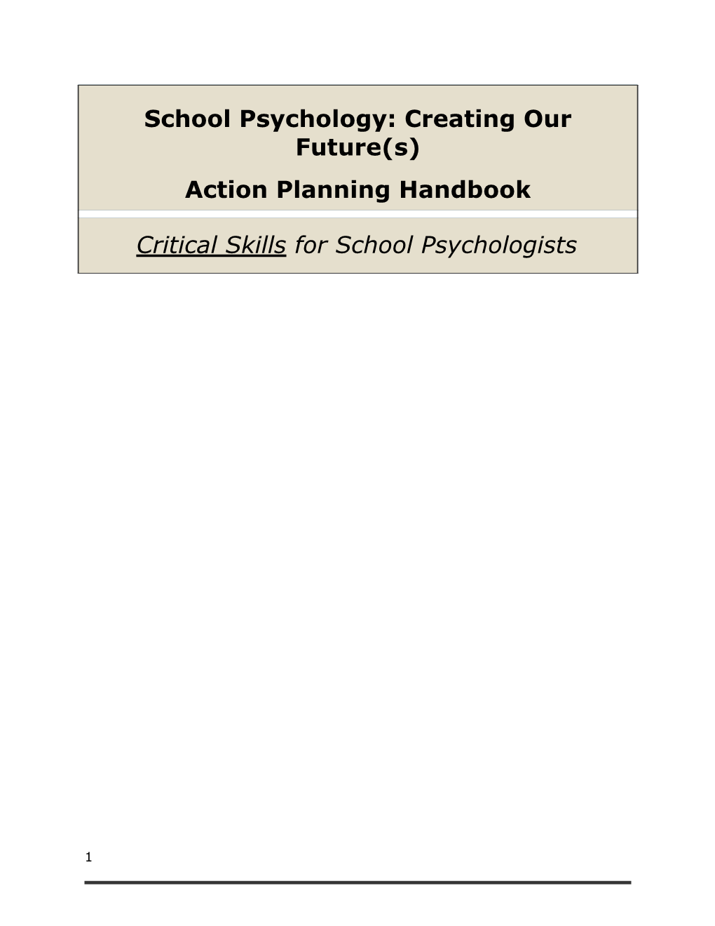 Critical Skills for School Psychologists