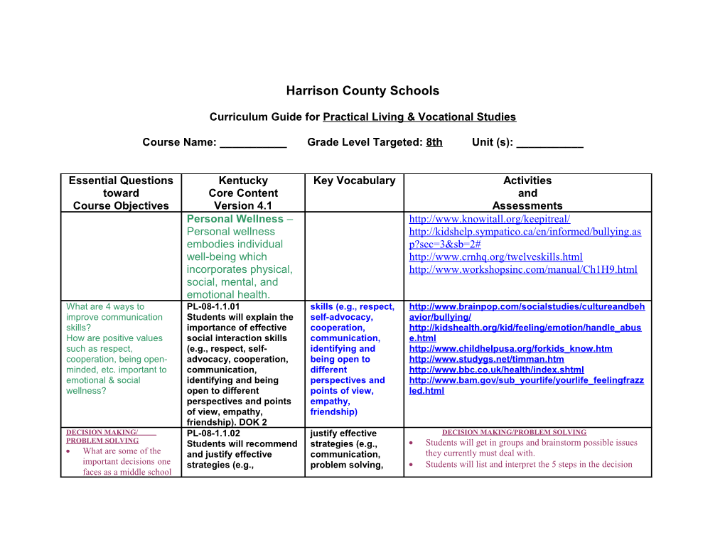 HCMS Curriculum Mapping s5