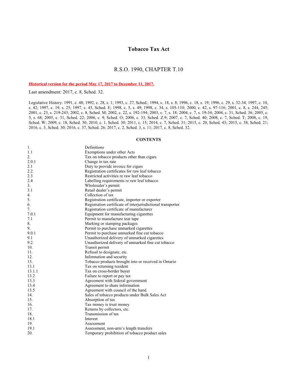 Tobacco Tax Act, R.S.O. 1990, C. T.10