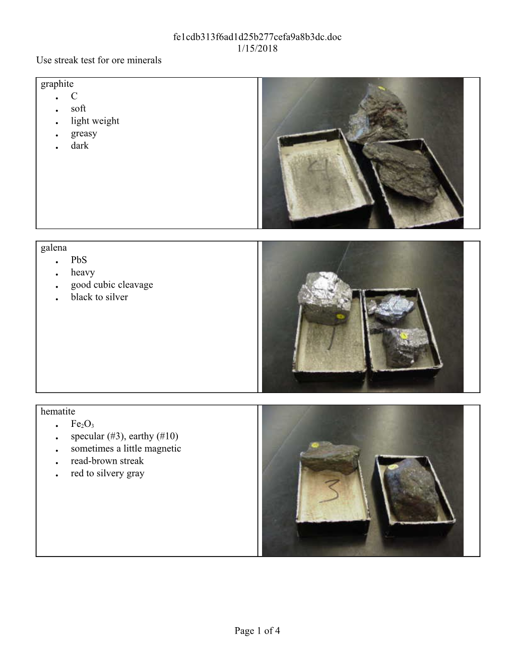 Use Streak Test for Ore Minerals